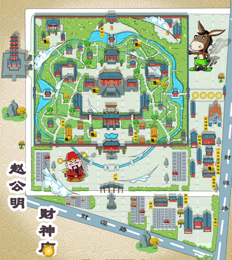 赤水寺庙类手绘地图
